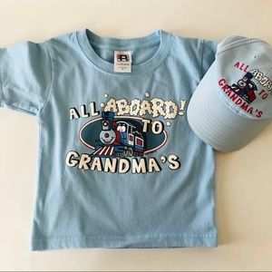 Toddler Boy Train Tee & Hat Set Blue 3T
